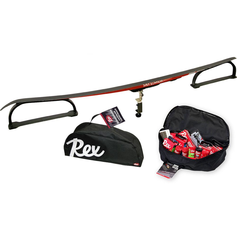 Cross country skiing travel wax bench and bag